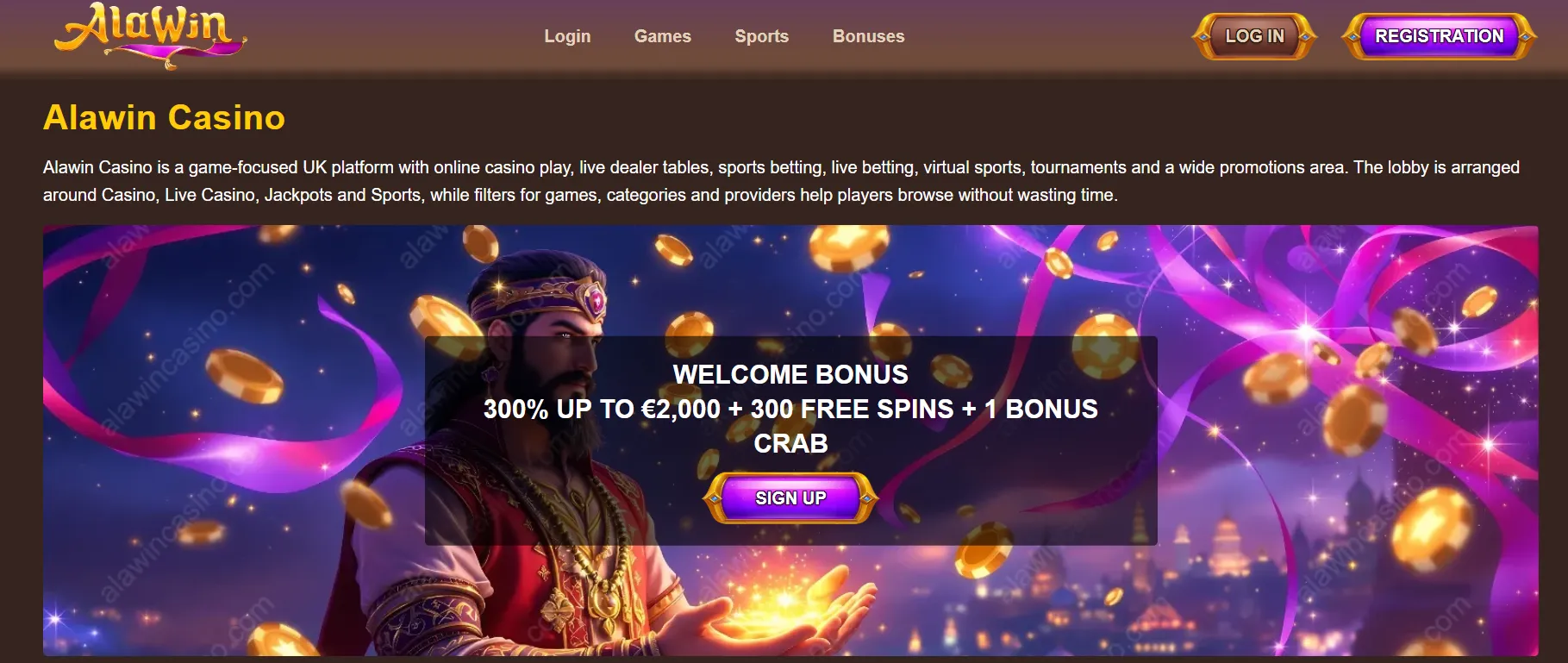 Alawin Casino Screen